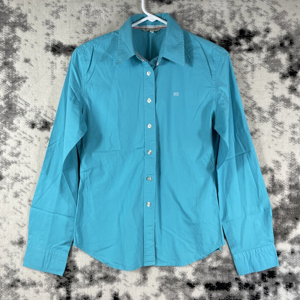 Polo Jeans Co Shirt Women's Size Large Blue Collared‎ Button Up Comfort